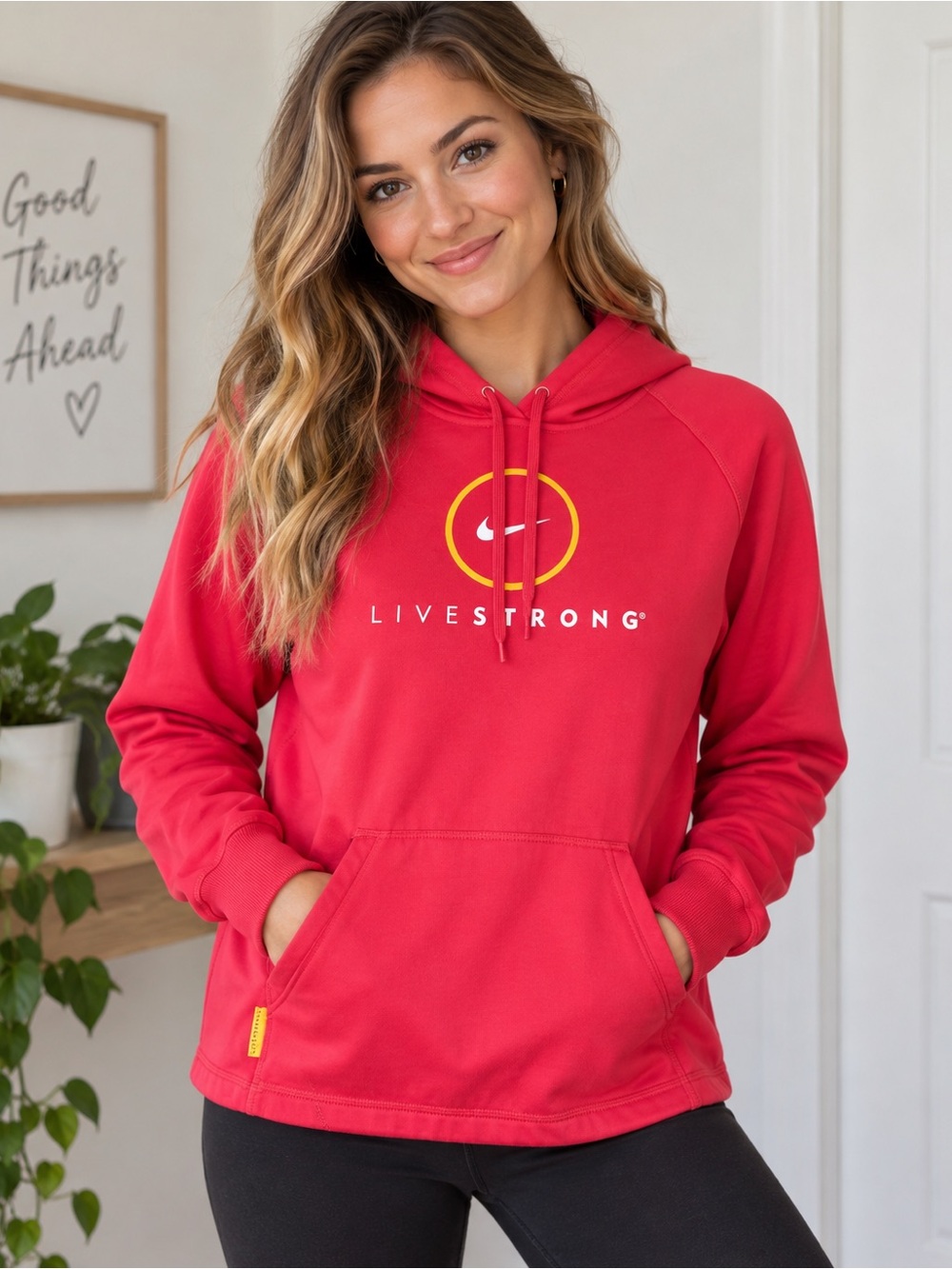 Nike Livestrong Therma-Fit Hoodie M Pink Red